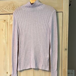 White House Black Market light pinkish Lavender Ribbed Turtleneck Sweater